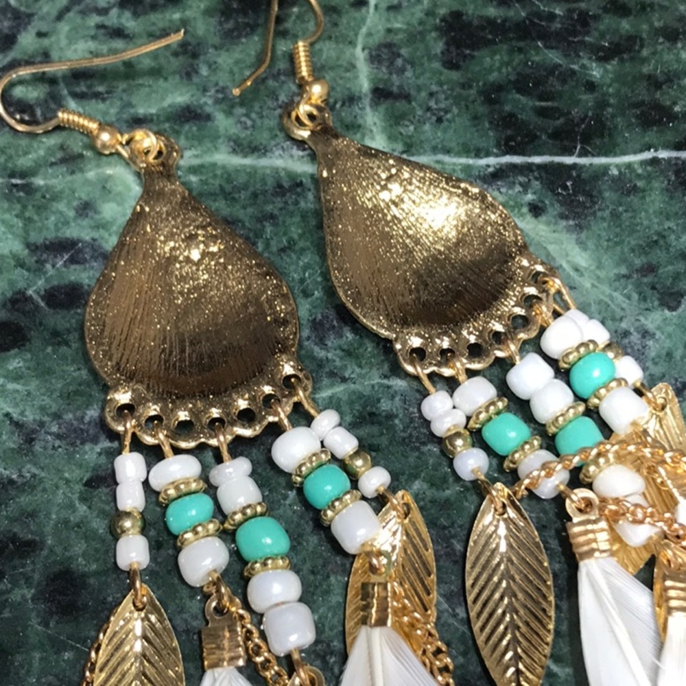 Leaf /Feather Dangle Earrings - image 6